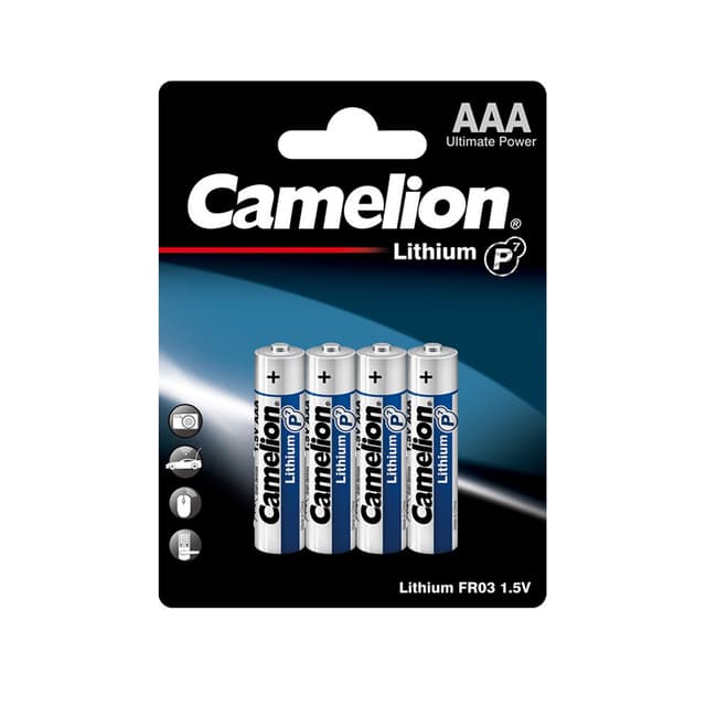 Батарейка, CAMELION, FR03-BP4, Lithium P7, AAA, 1.5V, 1100 mAh, 4 шт. в блистере