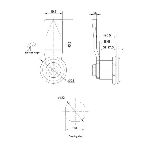 Замок металлический с ключом, Deluxe, MS705, (замок+язычок+ключ)