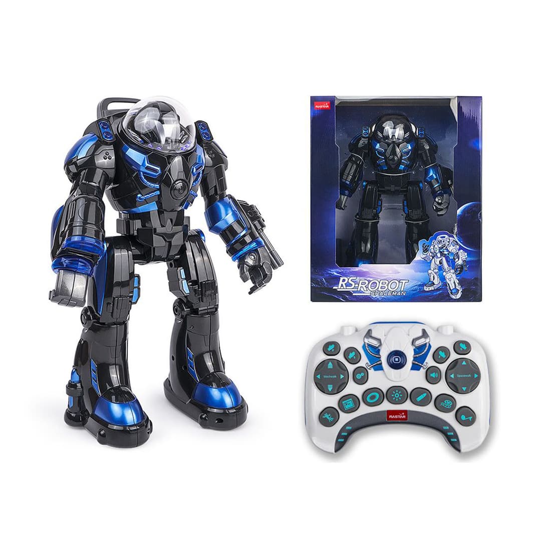 Радиоуправляемый Робот, RASTAR, 76900B, 1:14, RS Spaceman Robot, Свет, Звук, Музыка, Танцует, Стреляет, Двигает руками, Программируется, Черный