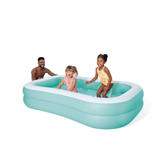 Семейный надувной бассейн Aqua Swim Center Family 229 х 152 х 48 см, INTEX, 57181NP, Винил, 600л., 3+, Двухкамерный, Бело/зелёный, Цветная коробка