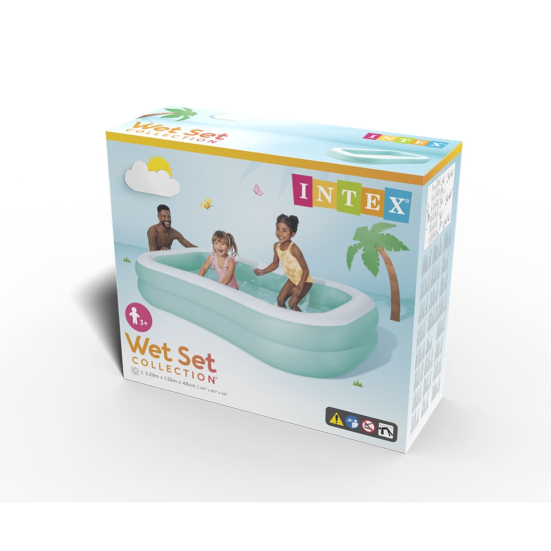 Семейный надувной бассейн Aqua Swim Center Family 229 х 152 х 48 см, INTEX, 57181NP, Винил, 600л., 3+, Двухкамерный, Бело/зелёный, Цветная коробка