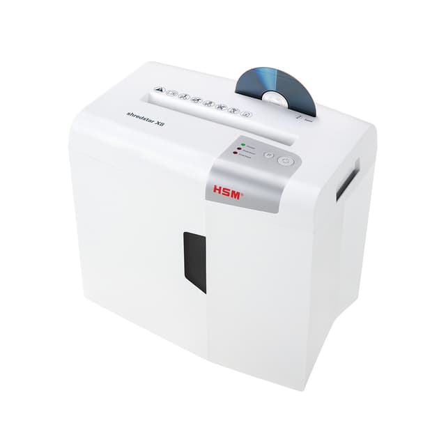 Шредер, HSM, Shredstar X8, 1044121, фрагмент 4,5x 30мм, P-4, режущая способность 8л, Ёмкость корзины 18л, Уничтожение CD/кредитные карты/Скрепы, белый