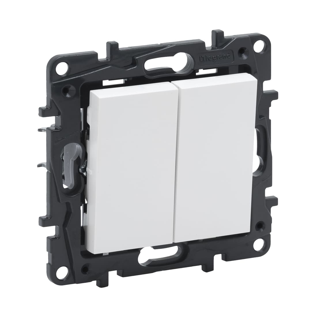 Переключатель двухклавишный, Legrand Niloe Step, 863108, 10А авт.кл. Белый