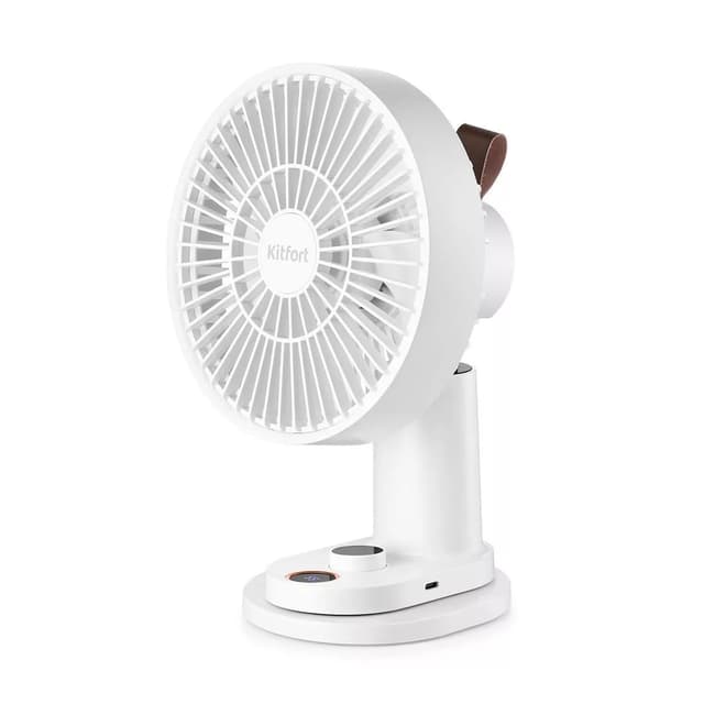 Беспроводной вентилятор, Kitfort, КТ-418, Мощность 5,5 Вт, Регулировка наклона, Дисплей, Пульт ДУ, Время зарядки 3-5 ч, Цвет белый