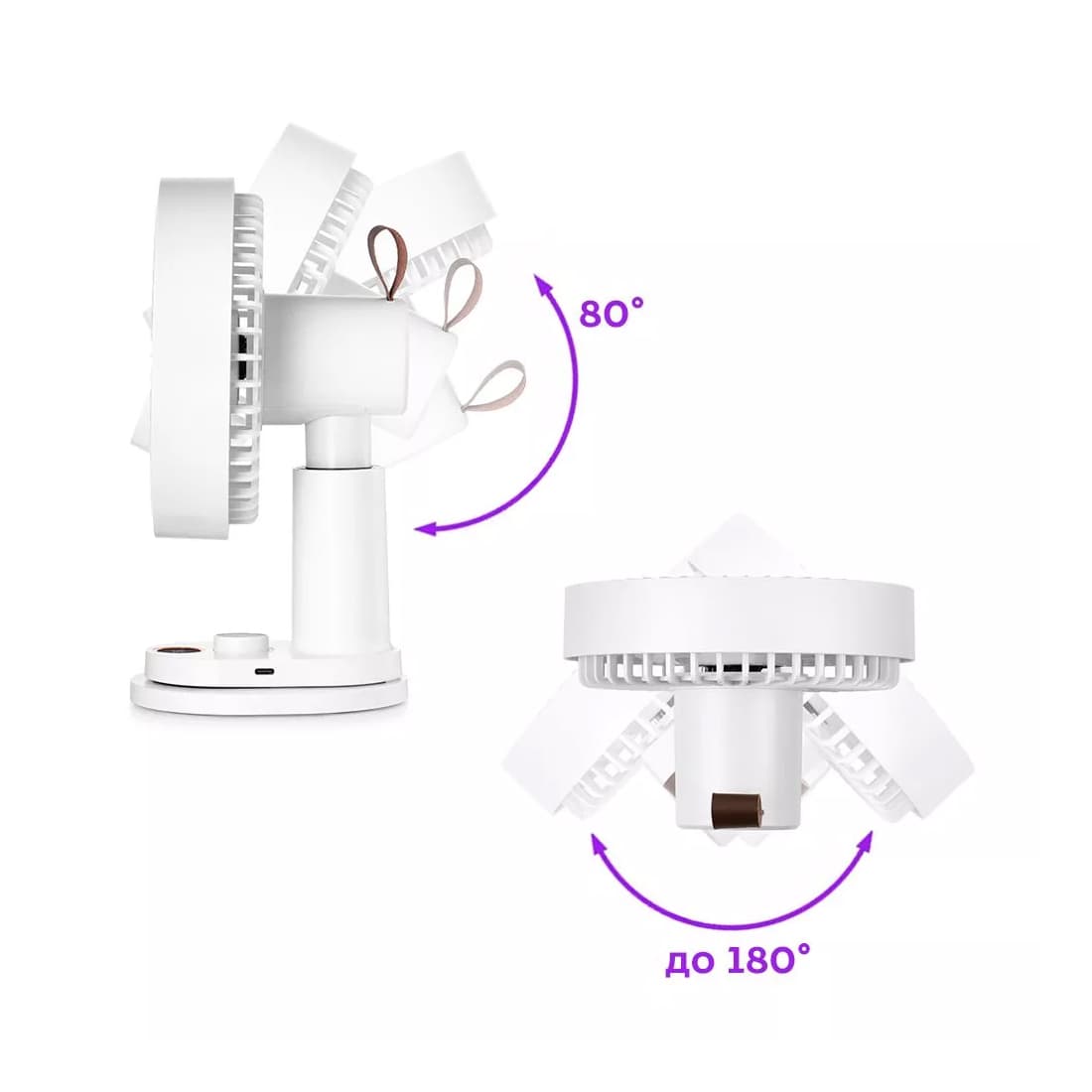 Беспроводной вентилятор, Kitfort, КТ-418, Мощность 5,5 Вт, Регулировка наклона, Дисплей, Пульт ДУ, Время зарядки 3-5 ч, Цвет белый