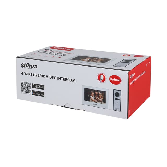 Гибридная домофонная система, Dahua, DHI-KTH01, Состоит из DHI-VTH2624GW-WP и DHI-VTO1000J, Экран дисплея. 7" TFT и Камера. 1,3 МП CMOS