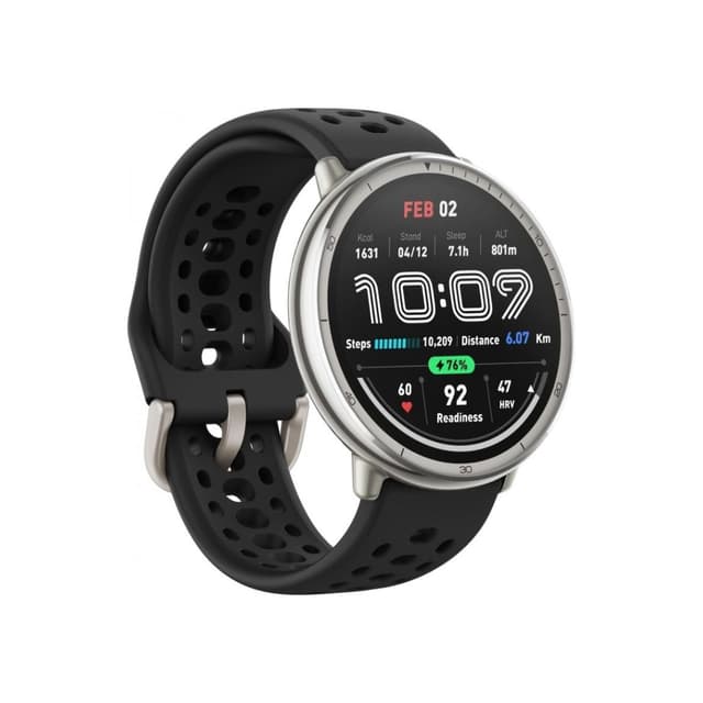 Смарт часы, Amazfit, Active 2 Round A2437 Black Sport Silicone, Дисплей 1.32" AMOLED, Разрешение 466x466, Яркость до 2000 нит, Стекло закаленное с антибликовым покрытием, Водонепроницаемость (5 АТМ), Пятиспутниковое позиционирование, Батарея 270 мАч, Черный силиконовый ремешок