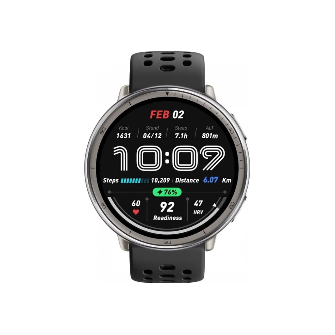 Смарт часы, Amazfit, Active 2 Round A2437 Black Sport Silicone, Дисплей 1.32" AMOLED, Разрешение 466x466, Яркость до 2000 нит, Стекло закаленное с антибликовым покрытием, Водонепроницаемость (5 АТМ), Пятиспутниковое позиционирование, Батарея 270 мАч, Черный силиконовый ремешок