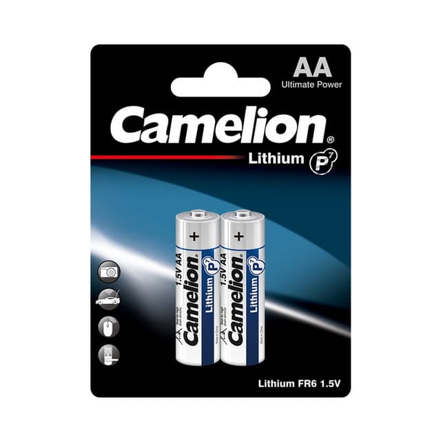 Батарейка, CAMELION, FR6-BP2, Lithium P7, AA, 1.5V, 3000 mAh, 2 шт. в блистере