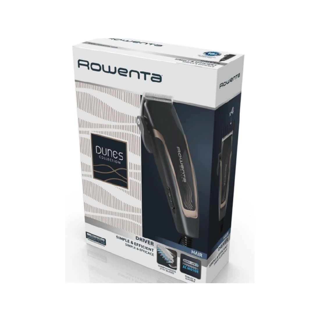 Машинка для стрижки, Rowenta, TN1609F0, Лезвия из нержавеющей стали, 4 насадки, 15 установок длины, Черный