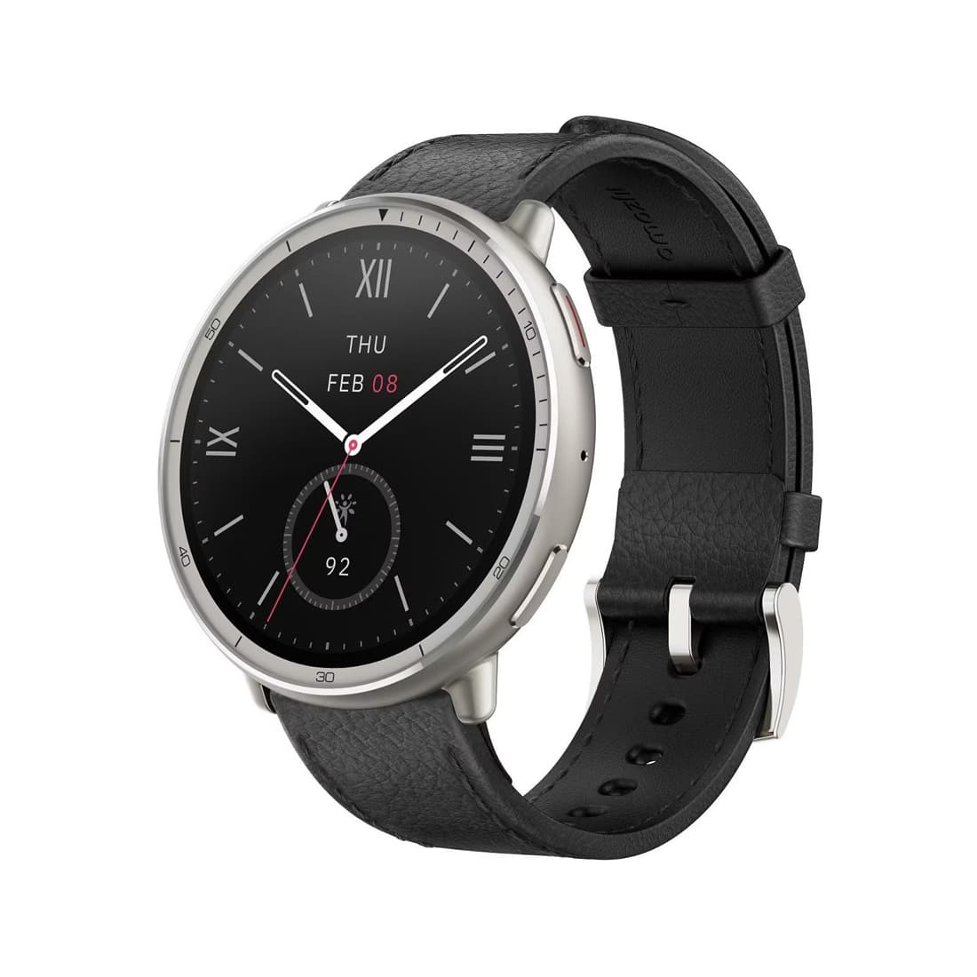 Смарт часы, Amazfit, Active 2 Round A2437 Black Leather, Дисплей 1.32" AMOLED HD, Разрешение 353 PPI, Яркость до 2000 нит, Сапфировое стекло, Водонепроницаемость (5 АТМ), Пятиспутниковое позиционирование, Батарея 270 мАч, Черный кожаный ремешок