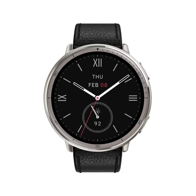 Смарт часы, Amazfit, Active 2 Round A2437 Black Leather, Дисплей 1.32" AMOLED HD, Разрешение 353 PPI, Яркость до 2000 нит, Сапфировое стекло, Водонепроницаемость (5 АТМ), Пятиспутниковое позиционирование, Батарея 270 мАч, Черный кожаный ремешок