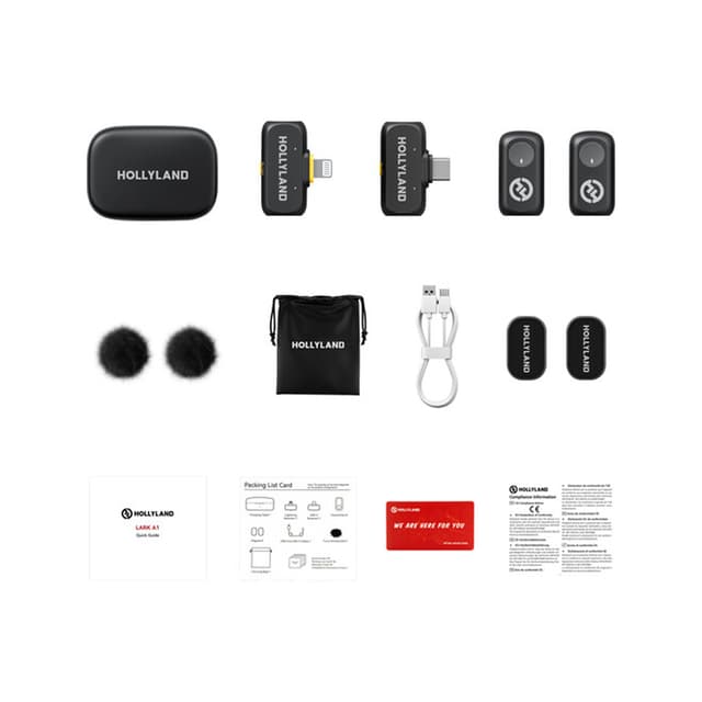 Петличный микрофон, Hollyland, Lark A1 Combo, 48 кГц/24 бит Hi-Fi звук, 3-уровневое интеллектуальное шумоподавление, Универсальная совместимость, Регулировка эквалайзера и реверберации, Умная защита от искажений, Время работы батареи 54 часа, Диапазон прямой видимости 200 м, Компактная магнитная конструкция, 6-уровневая регулировка усилени, Черный