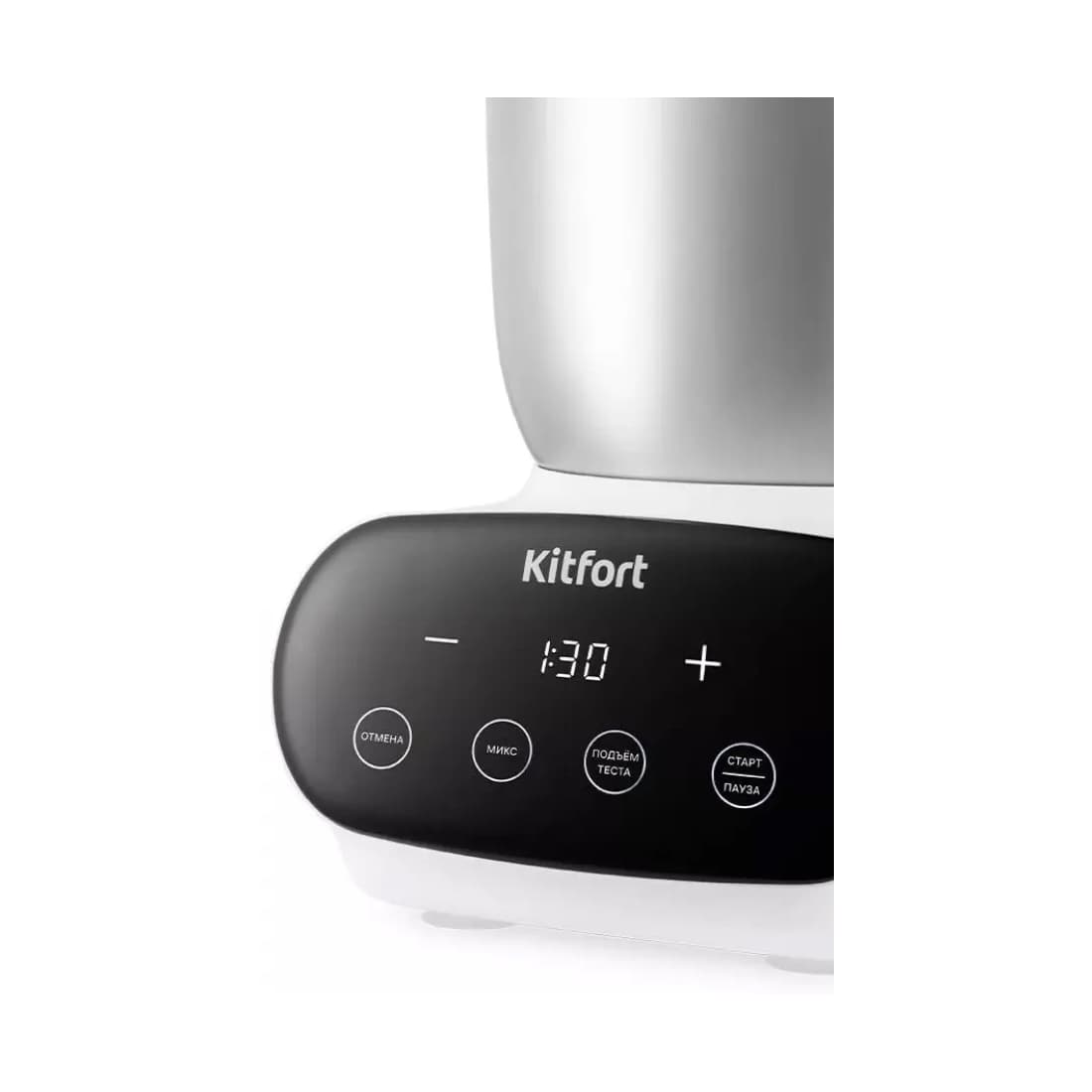 Миксер, Kitfort, КТ-3427, Стационарный, Объем чаши 3.5л, Время подъёма теста 1-2 часа, Нержавеющая сталь, 1 скорость, 1 насадка, Автоотключение, Длина шнура 1м, Мощность 120 Вт, Стальной/чёрный