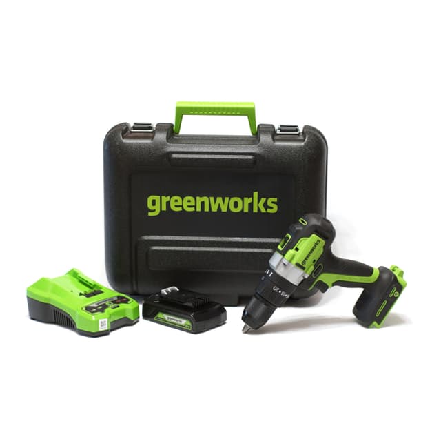 Дрель-шуруповерт аккумуляторная, Greenworks, 3704107UA, 24V, c 1хАКБ 2 Ач и ЗУ в кейсе