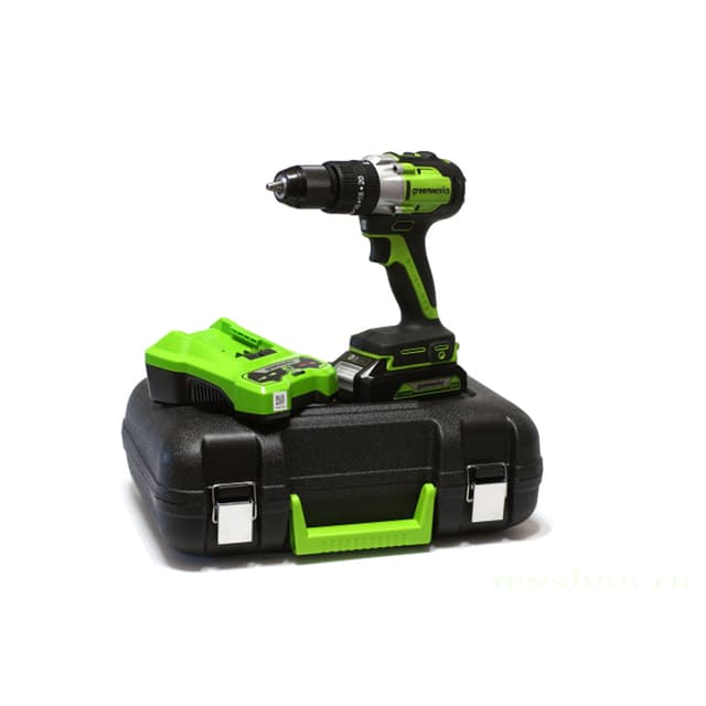 Дрель-шуруповерт аккумуляторная, Greenworks, 3704107UA, 24V, c 1хАКБ 2 Ач и ЗУ в кейсе