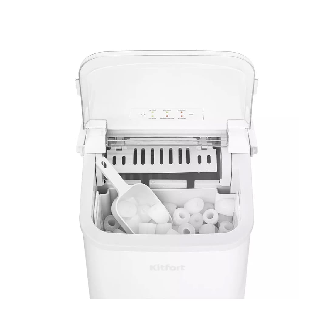 Льдогенератор, Kitfort, КТ-1831-1, Мощность -100 Вт, Ёмкость резервуара - 1,5 л, Климатический класс - SN/N/ST, Хладагент - изобутан R600a, Количество хладагента - 26 г, Уровень шума - 45 дБ , Цвет белый