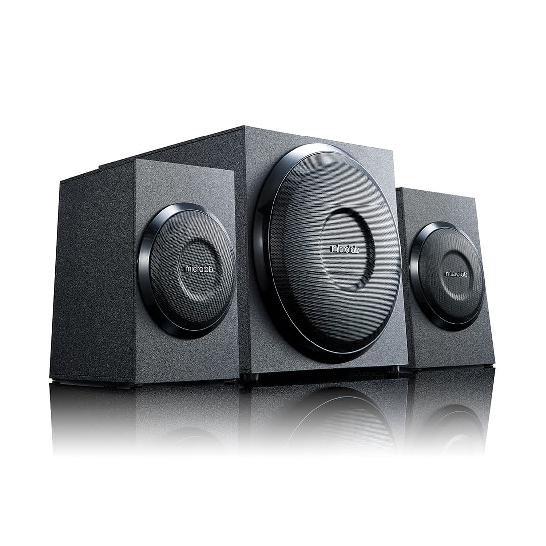 Акустическая система, Microlab, M-110, 2.1, 10Вт (5Вт+2,5Вт*2), Вход 3,5 MiniJack, Выход 2RCA, Чёрный