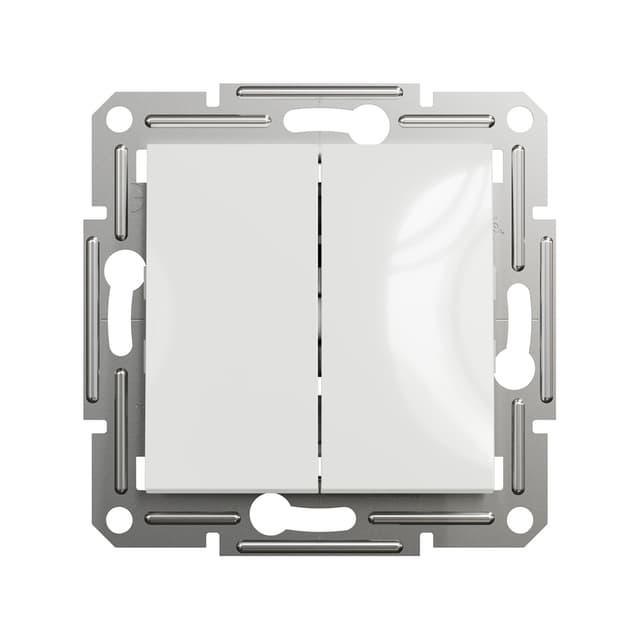 Выключатель двухклавишный, SE, EPH0370121, Asfora механизм быстрозажим. клеммы белый