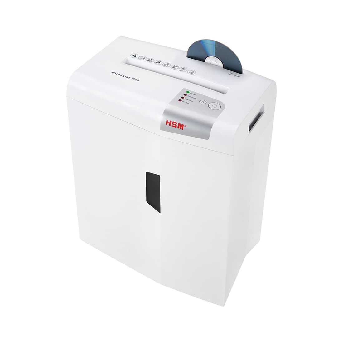 Шредер, HSM, Shredstar X10 1045111, фрагмент 4,5x 30мм, P-4, режущая способность 10л, Ёмкость корзины 20л, Уничтожение CD/кредитные карты/Скрепы, белый