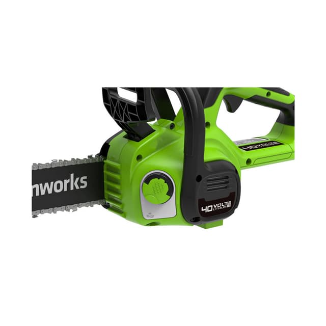 Цепная пила аккумуляторная, Greenworks, G40CS30IIK4(2007807UBRU), 40V, 30 см, с 1x АКБ 4Ач и ЗУ, Платформа Greenworks 40V, Мощный щеточный двигатель, Пильная шина 305 мм , Паз пильной шины 1,1 мм , Шаг цепи 9,5 мм , Число звеньев 45, Макс. скорость движения цепи 4,2 м/с, Черный/зелёный