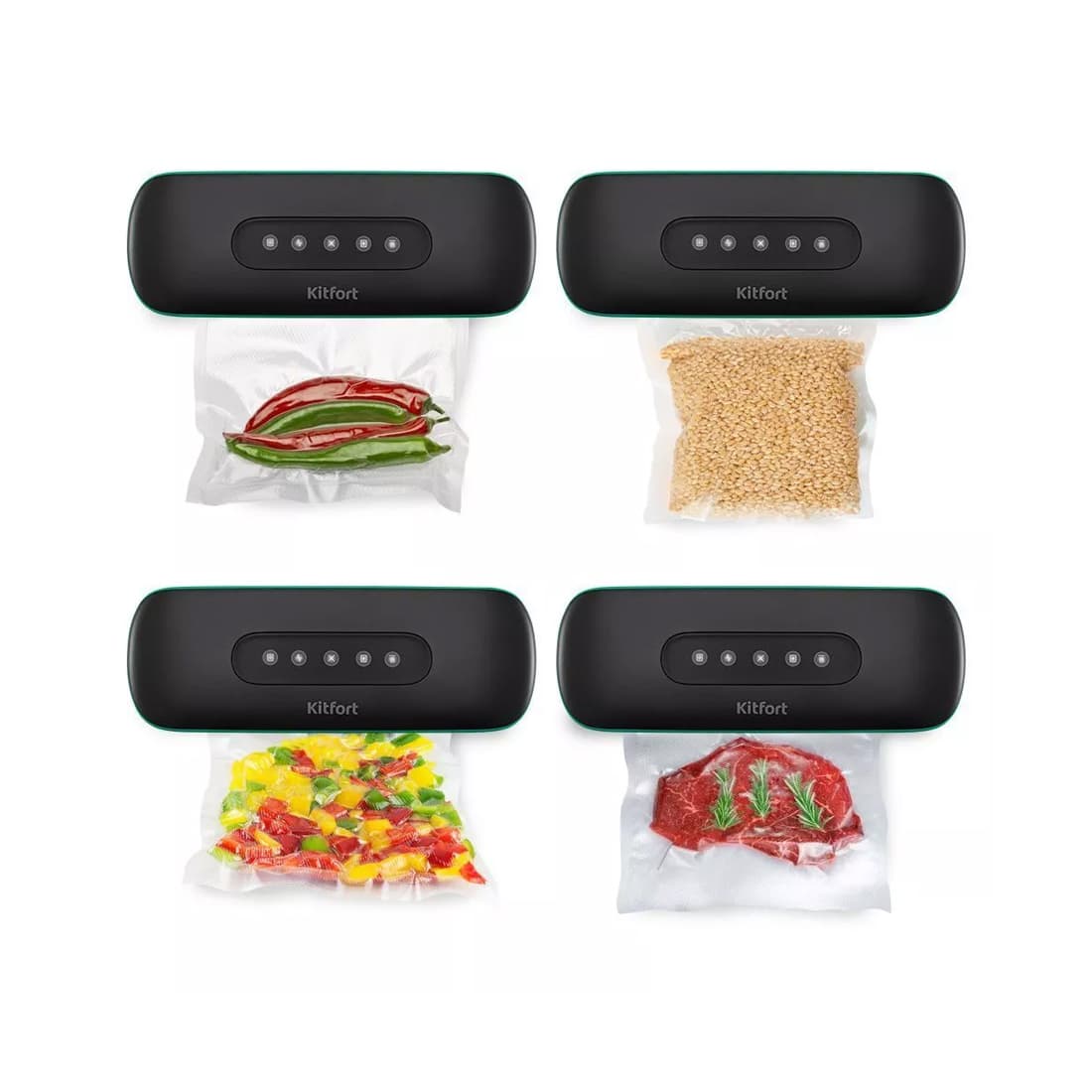 Вакууматор, Kitfort, КТ-1541,Тип управления кнопки, Индикация режима работы, Количество режимов работы 4 шт , Цвет черный