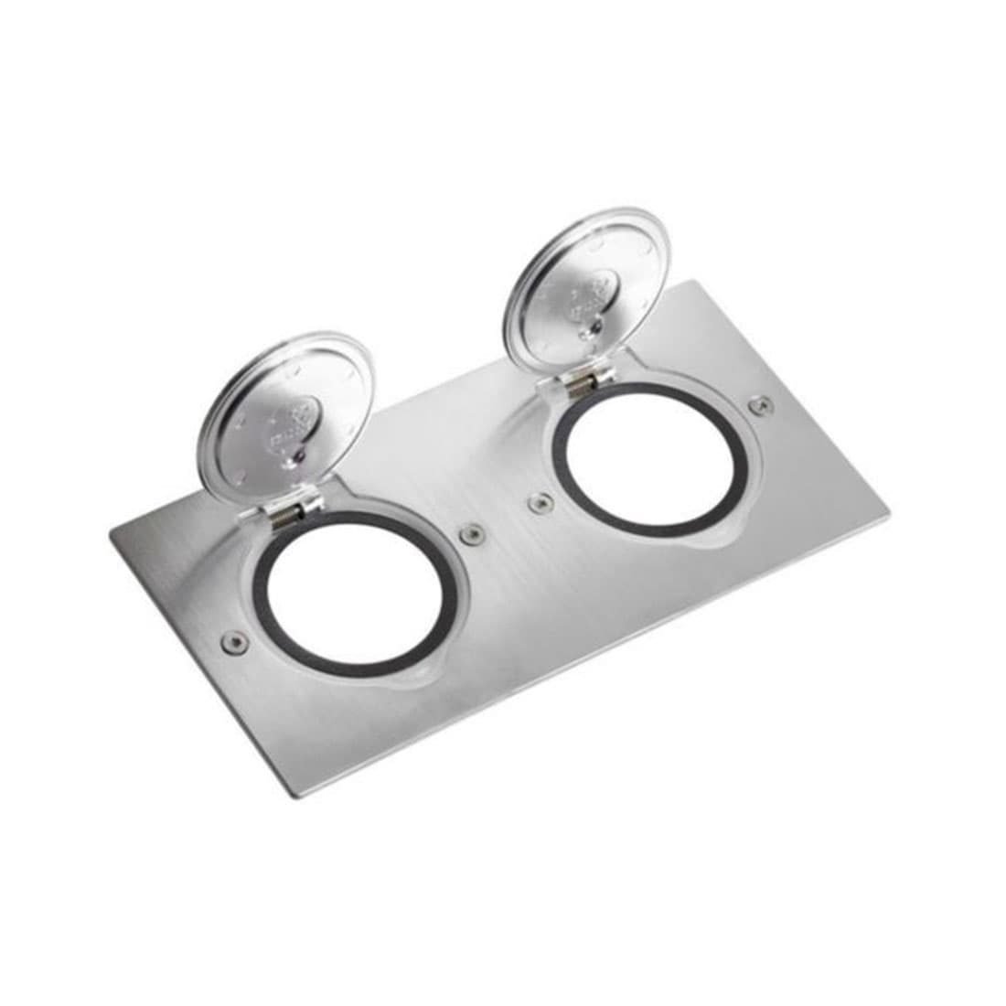 Встраиваемый влагозащитный розеточный лючок на 4 модуля, Legrand, 089702, Нержавеющая сталь