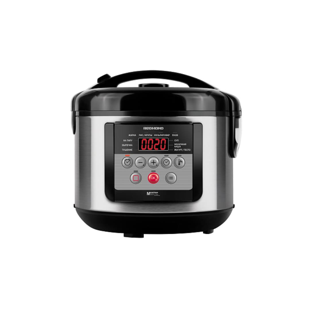 Мультиварка, Redmond, MC103, Объем чаши 3л, 11 автоматических программ, Антипригарное покрытие, Мощность 500 Вт, Автоподогрев, Таймер, Пастеризация, Стерилизация, Длина шнура 1.2м, Черный/стальной