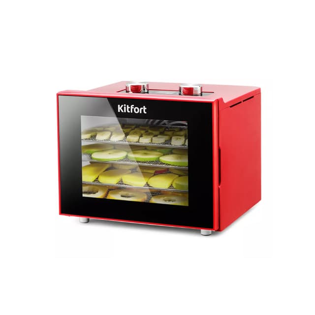 Сушилка для овощей и фруктов, Kitfort, КТ-1915-2, Мощность 340 Вт, Способ подачи воздуха горизонтальный, Встроенный вентилятор есть, Количество уровней 5, Цвет красный