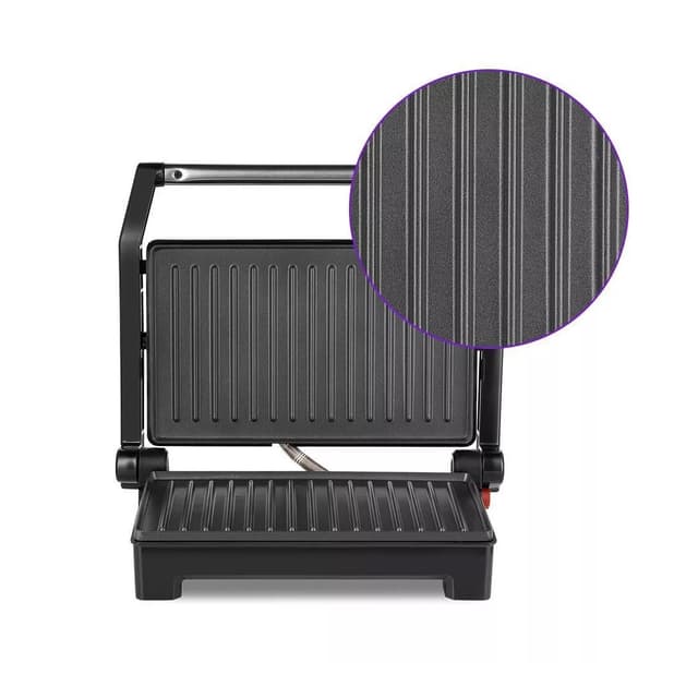 Бутербродница, Kitfort, КТ-3604, Антипригарное покрытие, Открытие крышки на 180°, 2 режима нагрева, Размер пластин 22.5 х 14 см, Мощность 800 Вт, Длина шнура 0.6м, Стальной/Черный