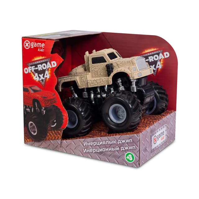 Инерционный внедорожник 12см, X Game kids, X7656, Серия OFF-ROAD, Открытая упаковка, Бежевый кузов, Цветная русифицированная коробка