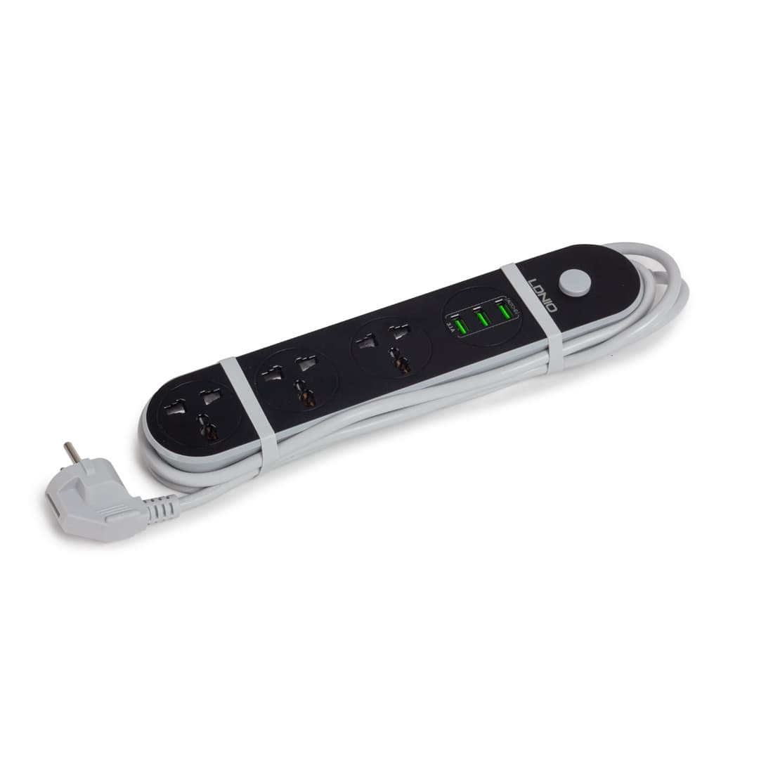 Сетевой фильтр, LDNIO, Universal SC3301, 3 универсальные розетки, 3*USB Портов, 5V/3.4A, Провод 1,6м, Контроль питания