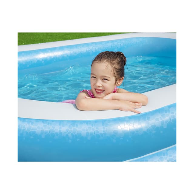 Семейный надувной бассейн Blue Rectangular 262 х 175 х 51 см, BESTWAY, 54006, Винил, 778 л., 6+, Сливной клапан, Синий матовый, Цветная коробка