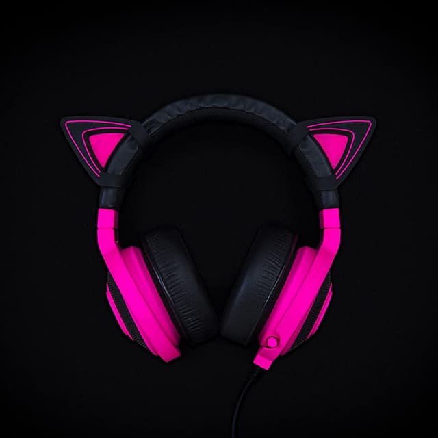 Накладные кошачьи ушки на гарнитуру, Razer, Kitty Ears for Kraken (Neon Purple), RC21-01140100-W3M1, Регулируемый дизайн для различных образов, Прочный и водонепроницаемый для беспроблемного использования, 20 гр, Неоново- фиолетовый