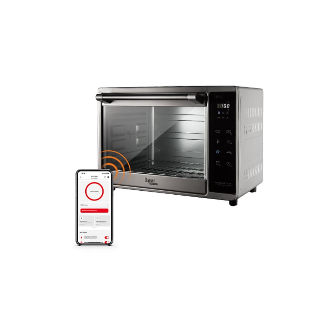 Электрическая печь, Redmond, SkyOven RO-5706S, Объем камеры 35л, 16 программ, Температура приготовления 40–230°C, Гриль, Конвекция, Дистанционное управление, Длина электрошнура 1м, Стальной