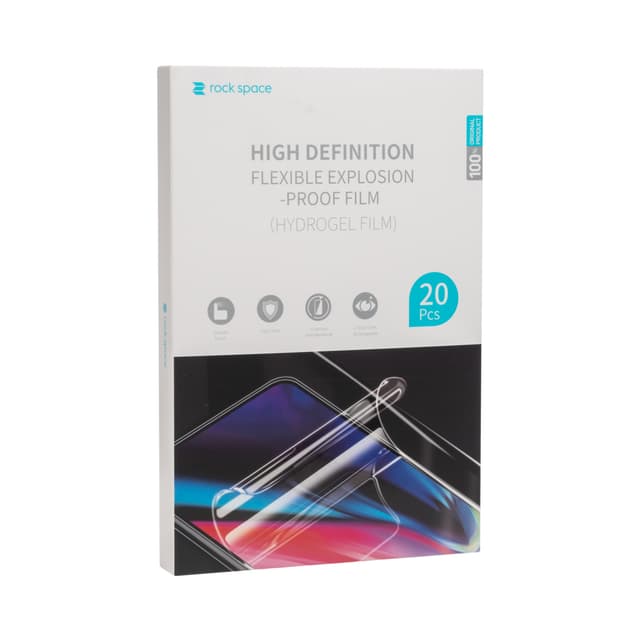 Противоударная HD пленка, Rock Space, 195-01Y (6941402737269), Толщина 0.14 мм, Прозрачная, Самовосстановление, В упаковке 20 шт, Размер M (до 9 дюймов)