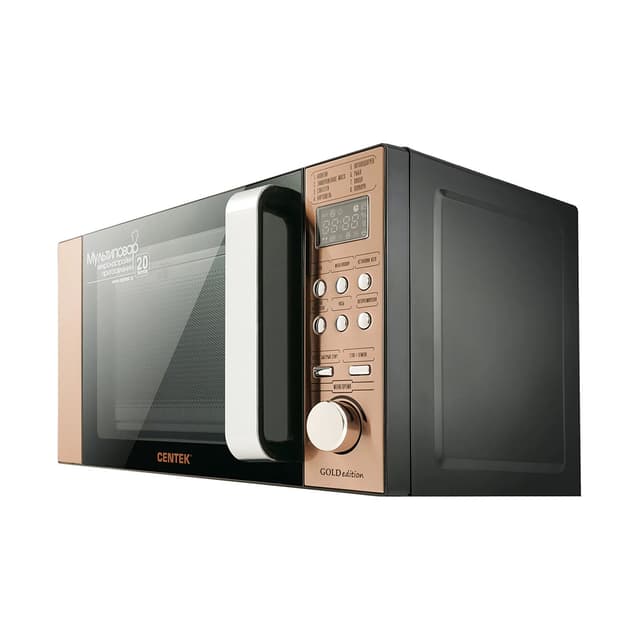 Микроволновая печь, Centek, CT-1584, Мощность 700 Вт, 20л, 8 режимов, Хромированные переключатели, Таймер, Подсветка, Золотой