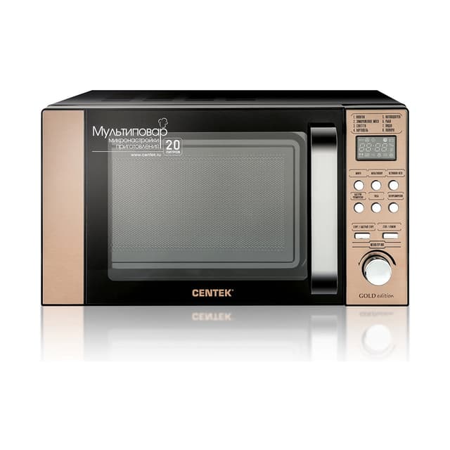 Микроволновая печь, Centek, CT-1584, Мощность 700 Вт, 20л, 8 режимов, Хромированные переключатели, Таймер, Подсветка, Золотой