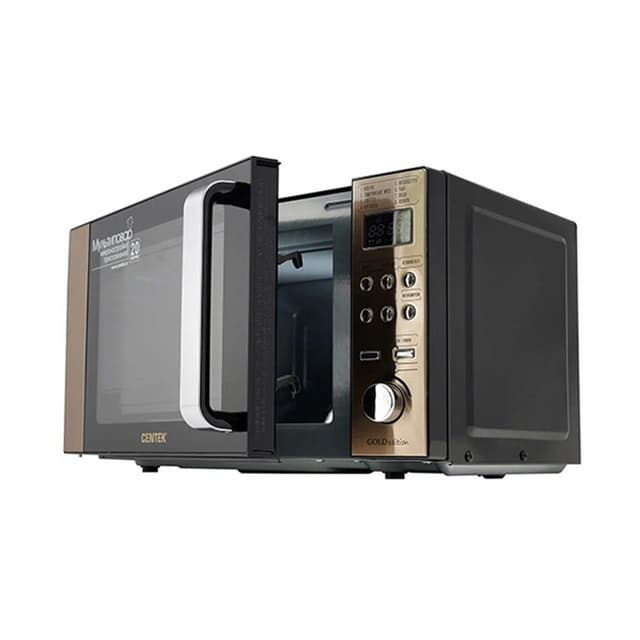 Микроволновая печь, Centek, CT-1584, Мощность 700 Вт, 20л, 8 режимов, Хромированные переключатели, Таймер, Подсветка, Золотой