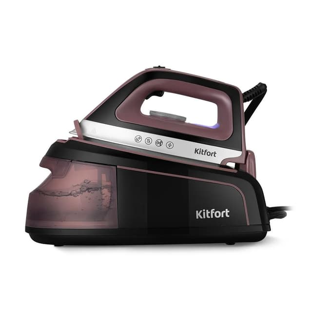 Паровая станция, Kitfort, КТ-9309, Объем резервуара для воды 1.2л, Макс подача пара 55 г/мин, Время нагрева 45 сек, Давление 2 бар, Длина парового шланга 1.6м, Вертикальное отпаривание, Мощность 2000-2250 Вт, Черный/Коричнево-красный