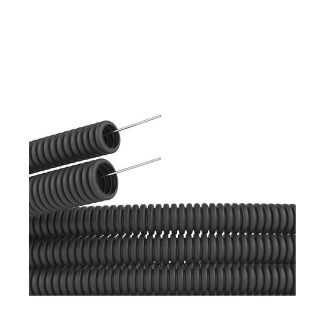 Труба ПНД гибкая гофр., DKC, 71740, д.40мм, лёгкая с протяжкой, 20м, цвет чёрный