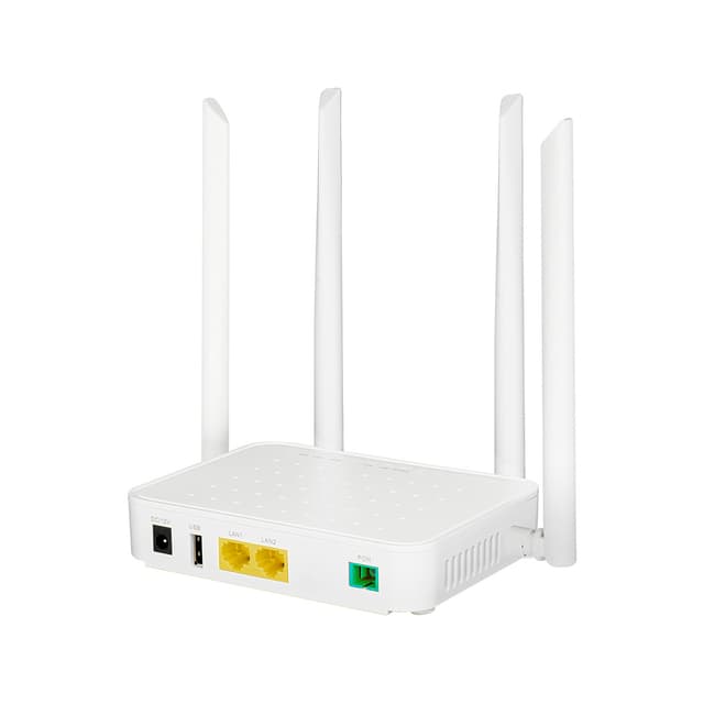 Абонентский терминал ONU, BDCOM, GP1705-2G v1, 1 GPON/EPON порт (SC/APC), 2GE LAN порта, WI-FI 802.11a/b/g/n/ac, AC1200, пластиковый корпус, 4 внешних антенны DC12V/1,5 A внешний адаптер