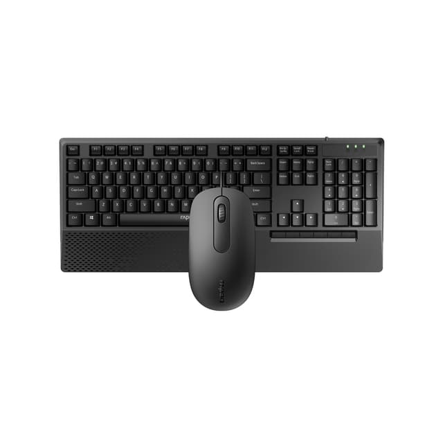 Комплект Клавиатура + Мышь, Rapoo, NX2000, USB, Кол-во стандартных клавиш 104, 1600 dpi, Длина кабеля 1,5 метра, Анг/Рус/Каз, Чёрный