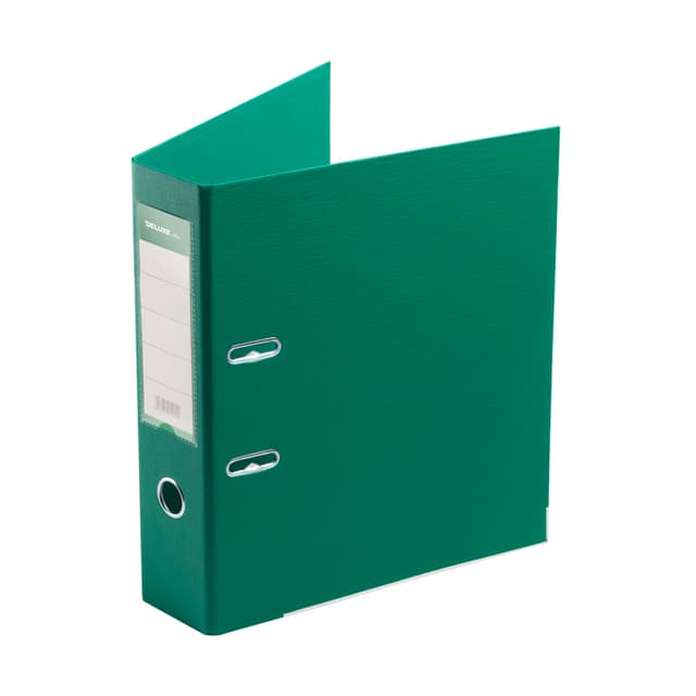Папка-регистратор с арочным механизмом, Deluxe, Office 3-GN36 (3" GREEN), А4, 70 мм, 1200 мкм. (2 мм.), PVC/PVC, Разборная, зелёный