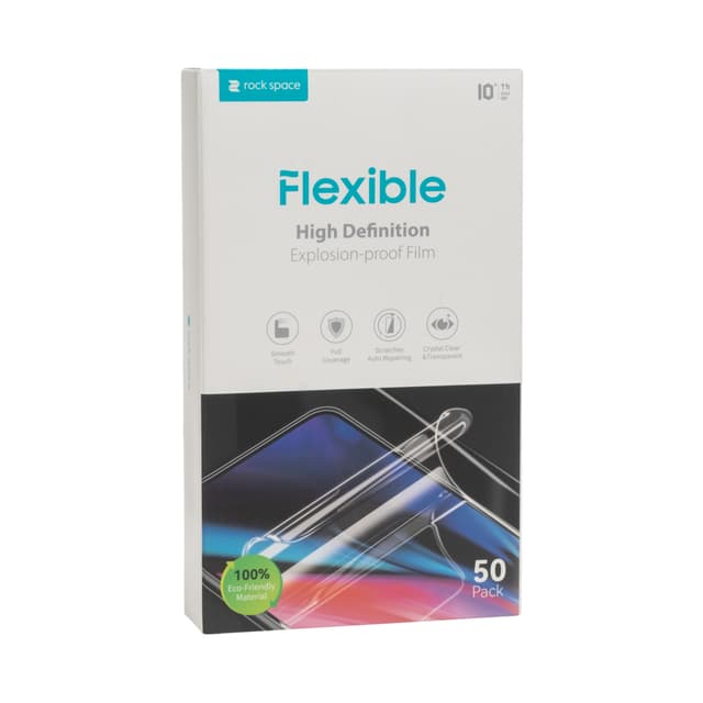 Противоударная HD пленка, Rock Space, 180-01Y (6941402708733), Толщина 0.14 мм, Прозрачная, Самовосстановление, В упаковке 50 шт, Размер S (до 7 дюймов)