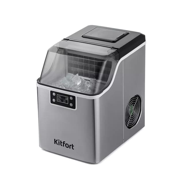 Льдогенератор, Kitfort, КТ-1826, Объем 3.2л, Производительность 20 кг за 24 ч, Хранение готового льда 1.2 кг, Климатический класс SN/N/ST/T, Уровень шума ?48 дБ, Мощность 150 Вт, Длина шнура 2м, Серый