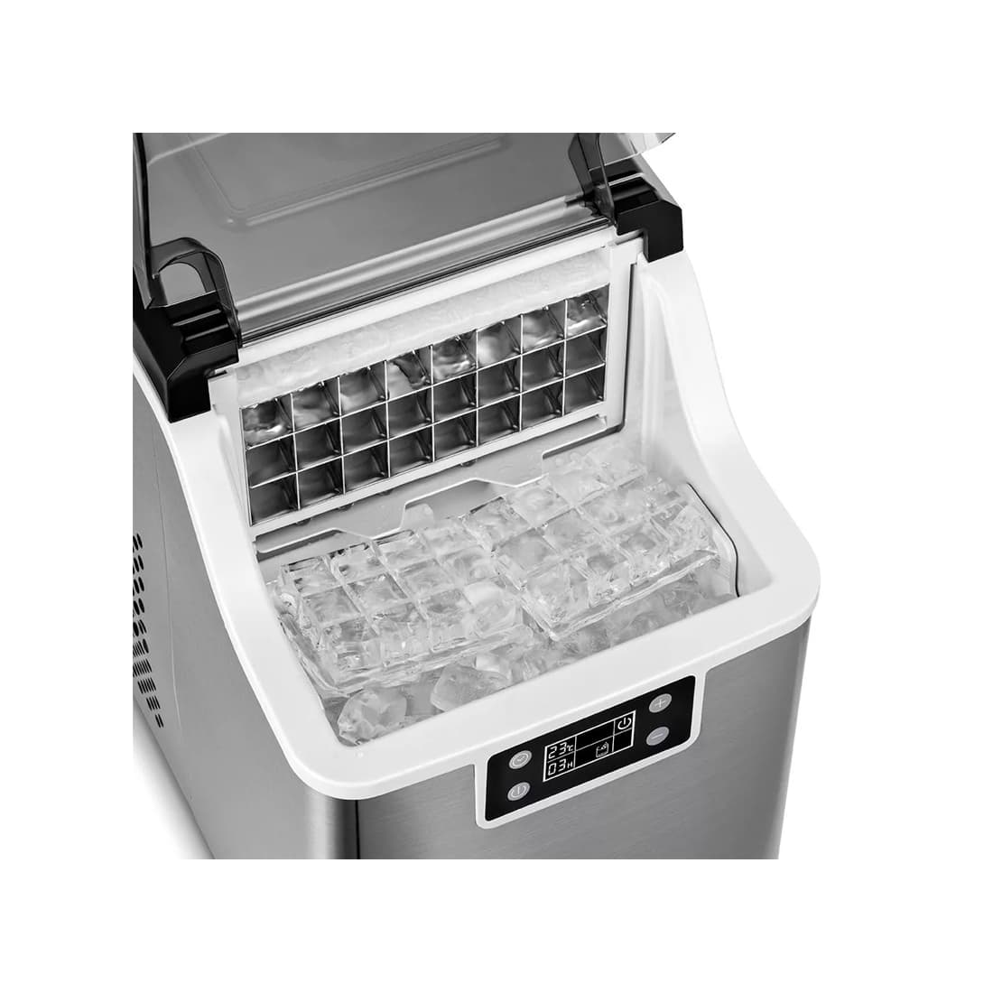 Льдогенератор, Kitfort, КТ-1826, Объем 3.2л, Производительность 20 кг за 24 ч, Хранение готового льда 1.2 кг, Климатический класс SN/N/ST/T, Уровень шума ?48 дБ, Мощность 150 Вт, Длина шнура 2м, Серый