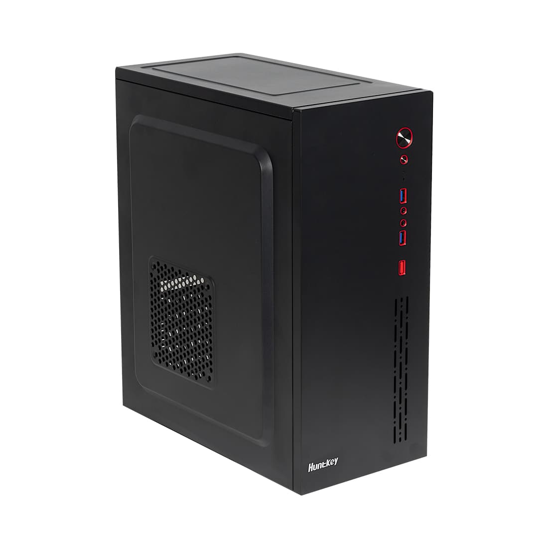 Компьютерный корпус, HuntKey, HK360, ATX/Micro ATX, USB 2*3.0, HD-Audio+ Mic, Высота процессорного кулера до 155мм, Длина VGA до 330мм, 1*3.5"/2*2.5", Толщина 0,45мм, 345x180x412мм, Без Б/П, Черный