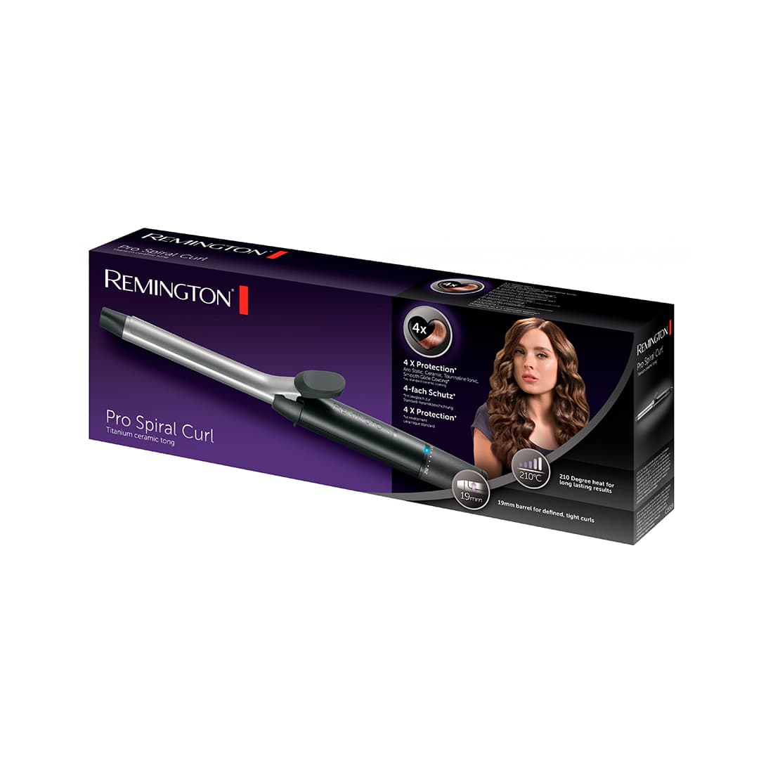 Плойка, Remington, CI5519, Диаметр щипцов 19 мм, Температурп нагрева 140-210 °С, 8 режимов, Время нагрева 30 сек, Керамическое покрытие, Автоотключение, Длина шнура 1.8м, Мощность 32 Вт, Черный