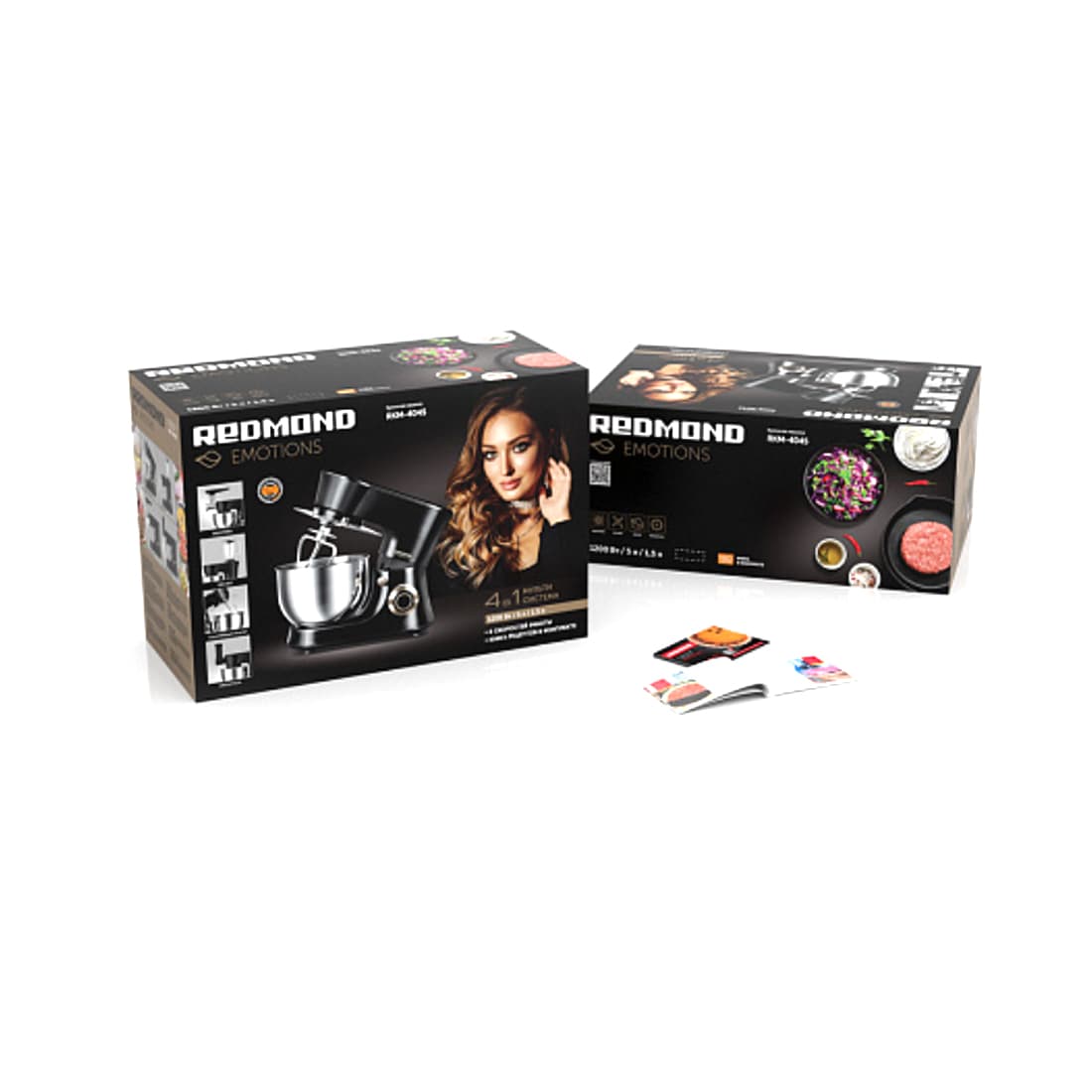 Кухонная машина, Redmond, RKM-4045, Черный,Максимальная мощность 1200 Вт,Количество скоростей работы 6 , Номинальная мощность 800 Вт,Съемный блок мясорубки	да,Напряжение 220-240 В, 50 Гц